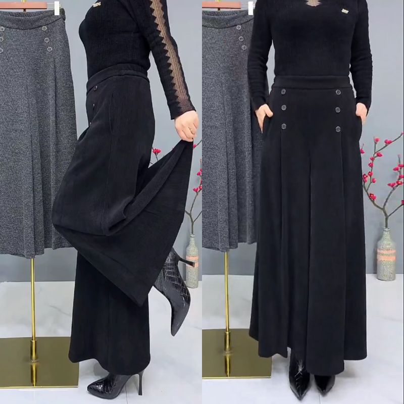 🤩【XL-4XL】Culottes de lână groasă și caldă😚pantaloni largi și elastici cu picior larg