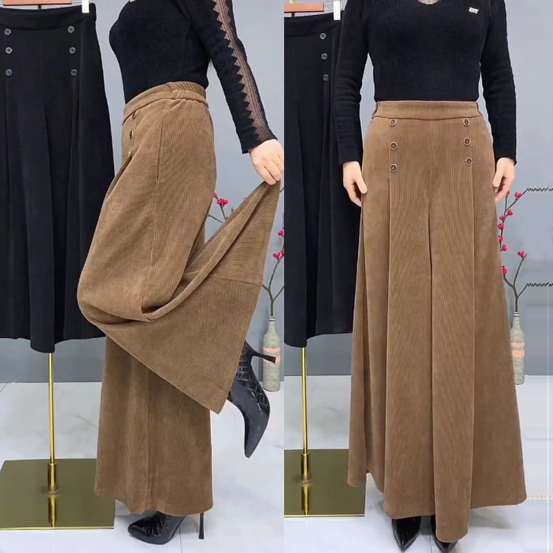 🤩【XL-4XL】Culottes de lână groasă și caldă😚pantaloni largi și elastici cu picior larg