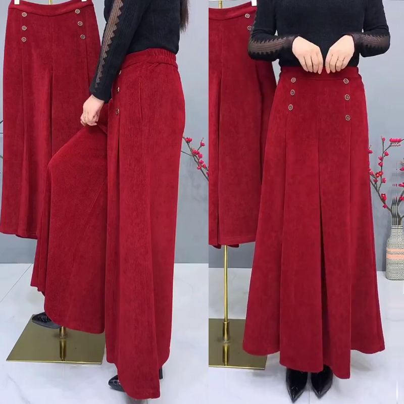 🤩【XL-4XL】Culottes de lână groasă și caldă😚pantaloni largi și elastici cu picior larg